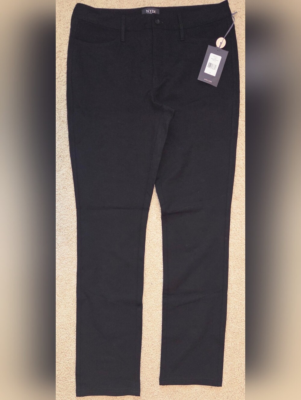 NWT NYDJ Samantha Slim Straight Leg Black Pants Lift Tuck Tech Size 8